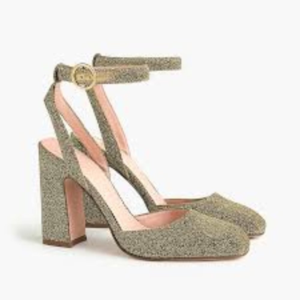 Amazing J.crew Vicky Ankle Strap Lurex Gold Pumps